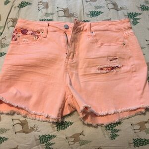 Time and Tru Pink Jean Shorts Distressed High-Waisted